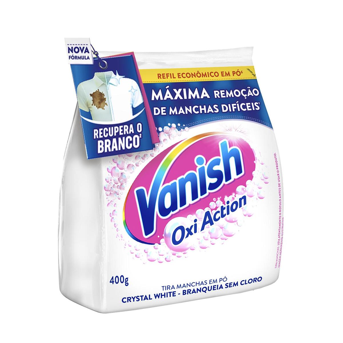 7891035051265 - Tira Manchas Vanish em Po Crystal White Oxi Action para Roupas Brancas Refil Economico 400g - 1